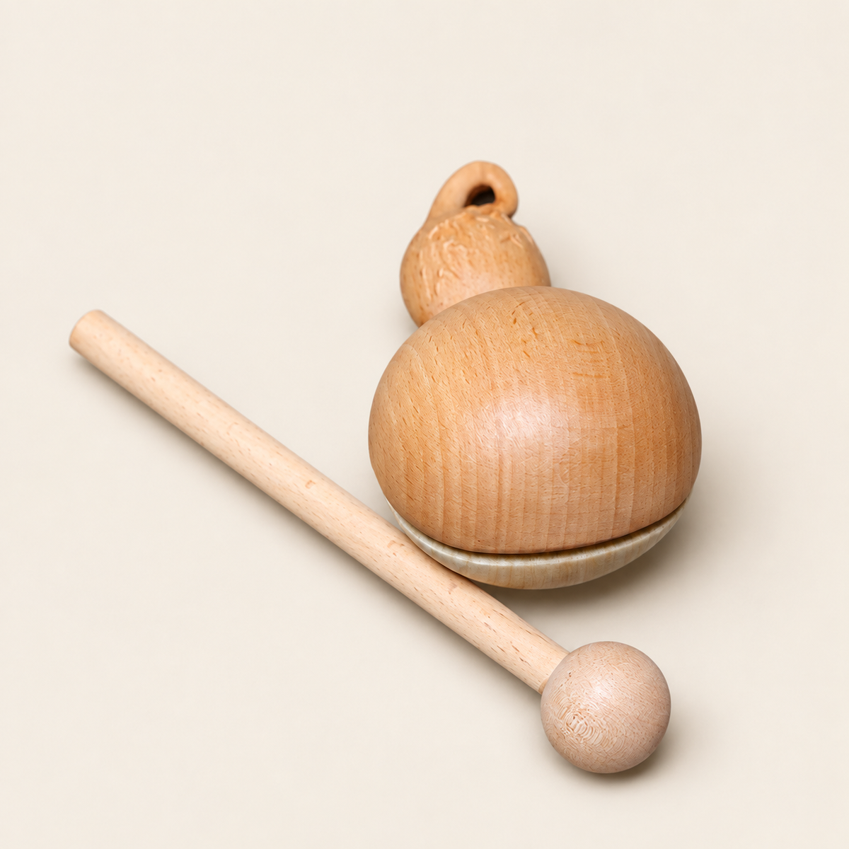 Hand-Carved Gourd Mokugyo Wooden Fish – Meditation Percussion Bell
