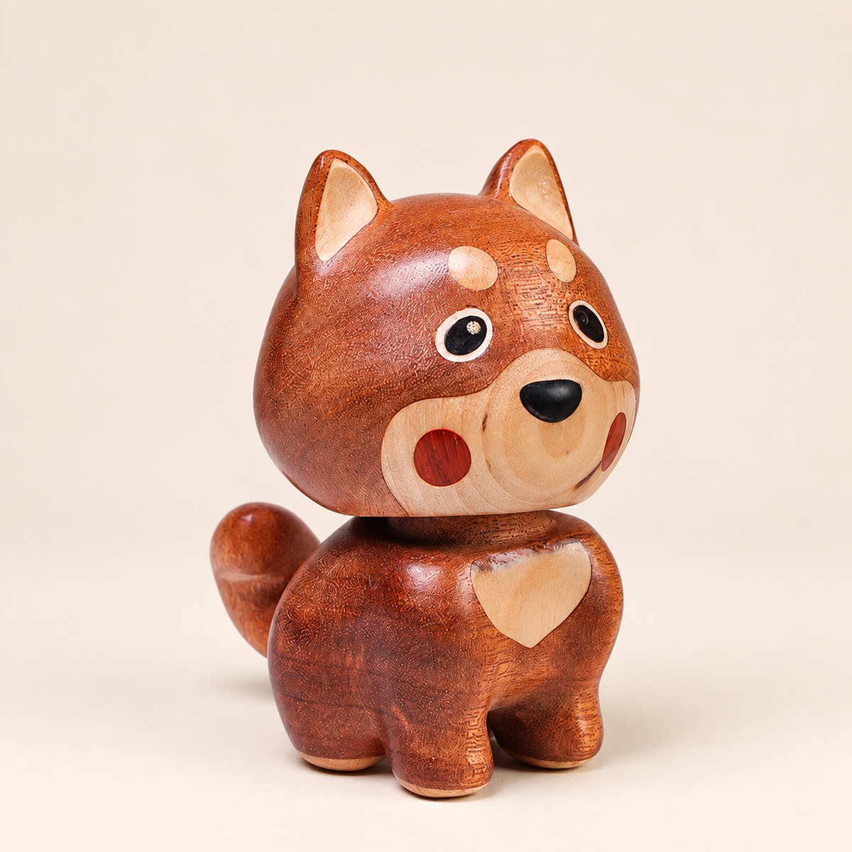 Hand-Carved Wooden Bobblehead Dog – Wobbling Puppy Desk Decor