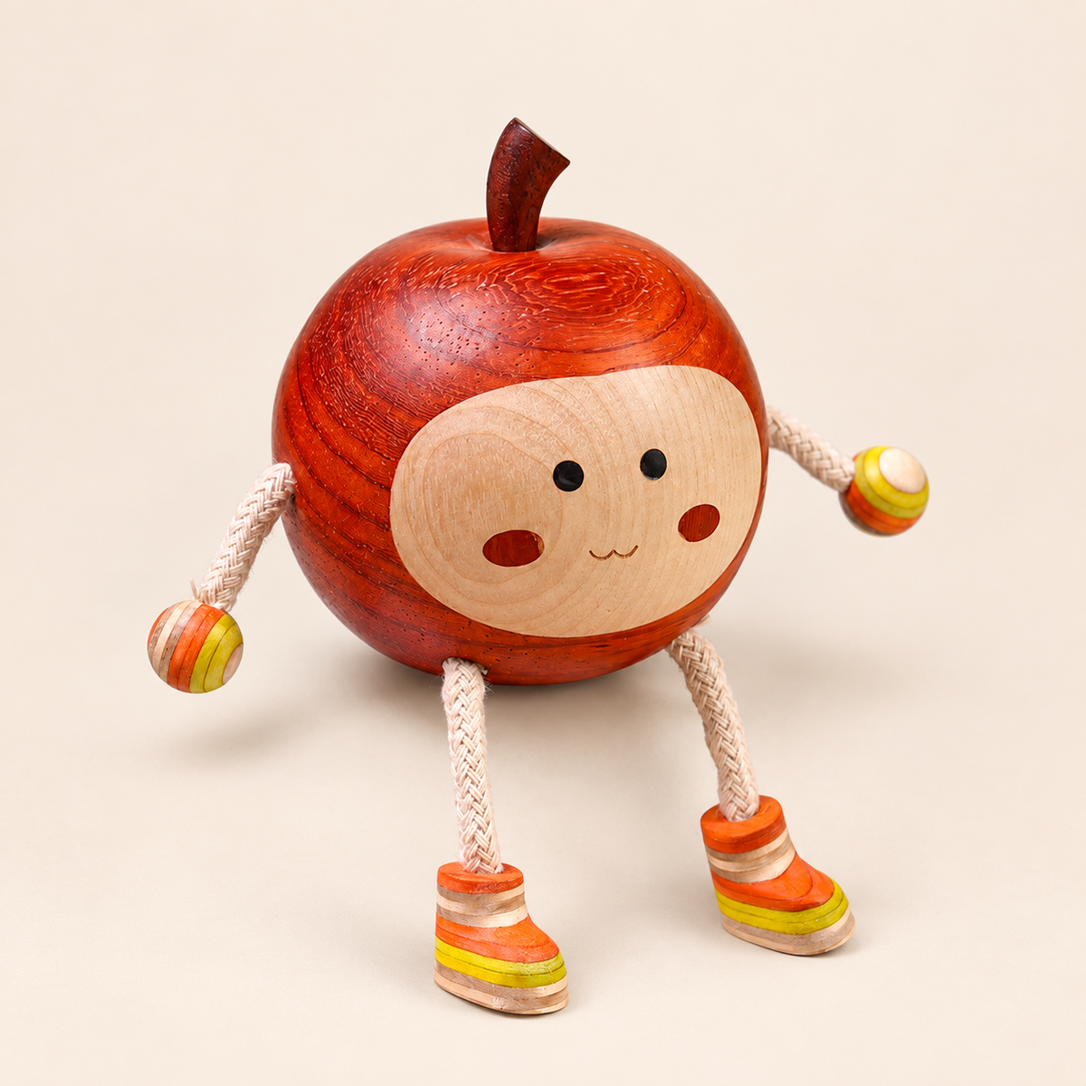 Hand-Carved Wooden Peace Apple – Chinese Good Luck Home Decor