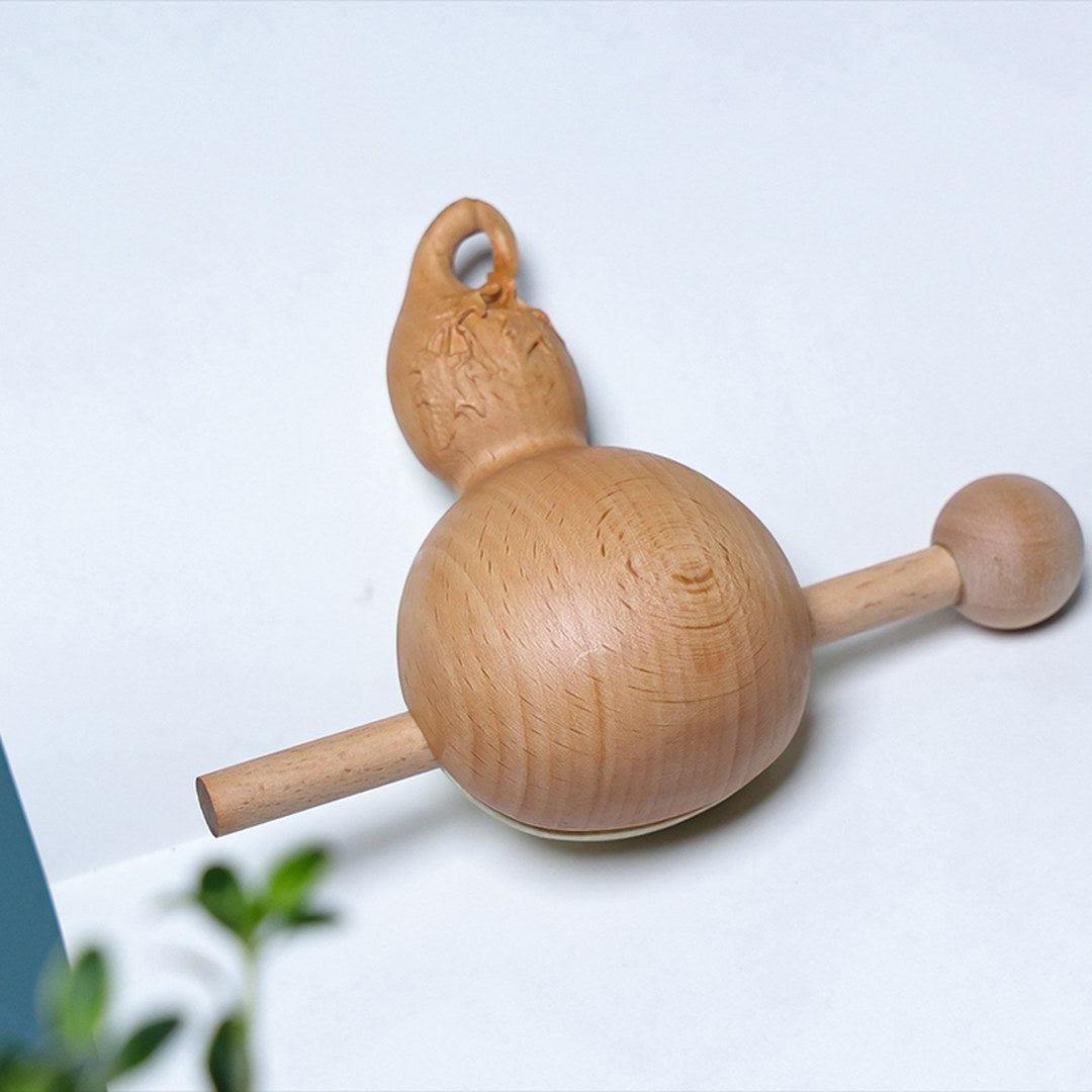 Hand Carved Wooden Calabash Fish Zen Bell - Chinese Wood Carving, Meditation Desk Decor, Mindfulness Gift