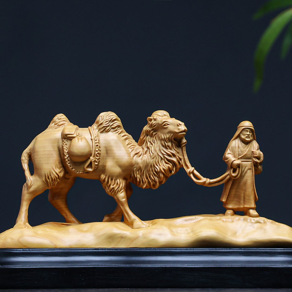 Hand Carved Boxwood Silk Road Relief Panel - Small, Chinese Wood Carving, Heritage Art, Collectible