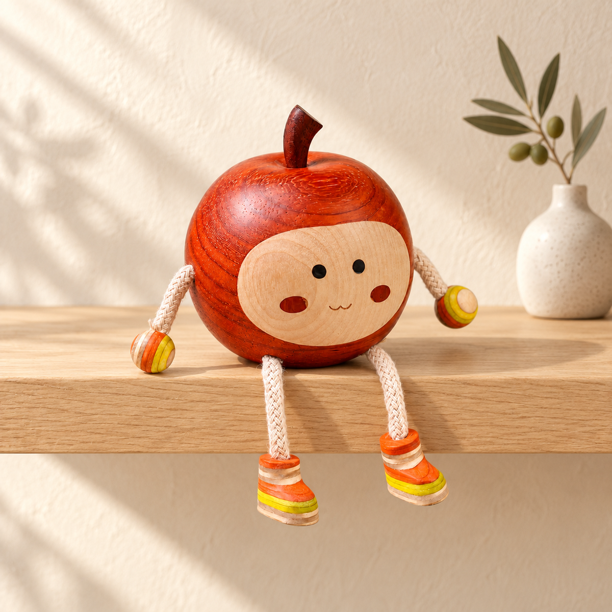 Hand-Carved Wooden Peace Apple – Chinese Good Luck Home Decor