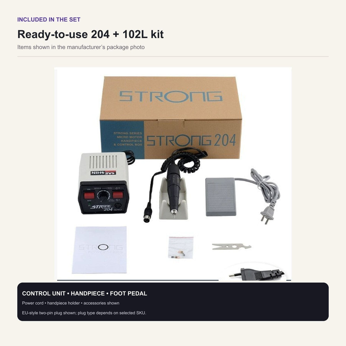 Strong 204 Micromotor Kit with 102L Handpiece, 50,000 RPM