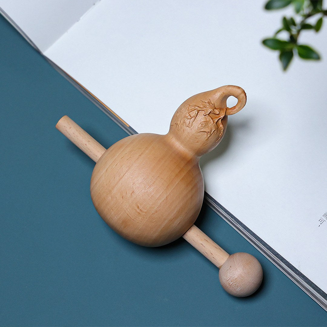 Hand Carved Wooden Calabash Fish Zen Bell - Chinese Wood Carving, Meditation Desk Decor, Mindfulness Gift