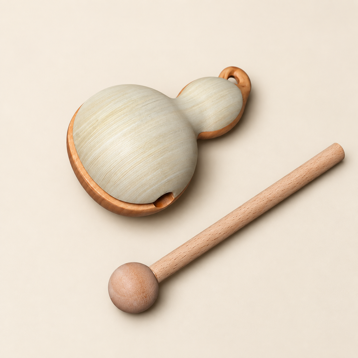 Hand-Carved Gourd Mokugyo Wooden Fish – Meditation Percussion Bell