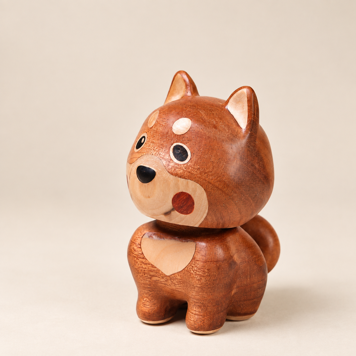 Hand-Carved Wooden Bobblehead Dog – Wobbling Puppy Desk Decor