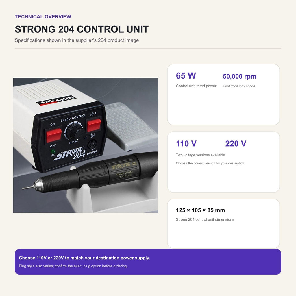 Strong 204 Micromotor Kit with 102L Handpiece, 50,000 RPM