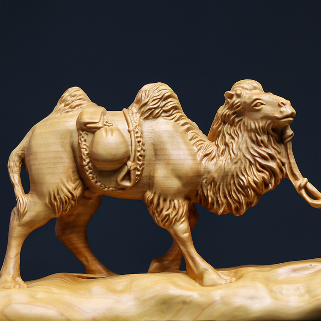 Hand Carved Boxwood Silk Road Relief Panel - Small, Chinese Wood Carving, Heritage Art, Collectible