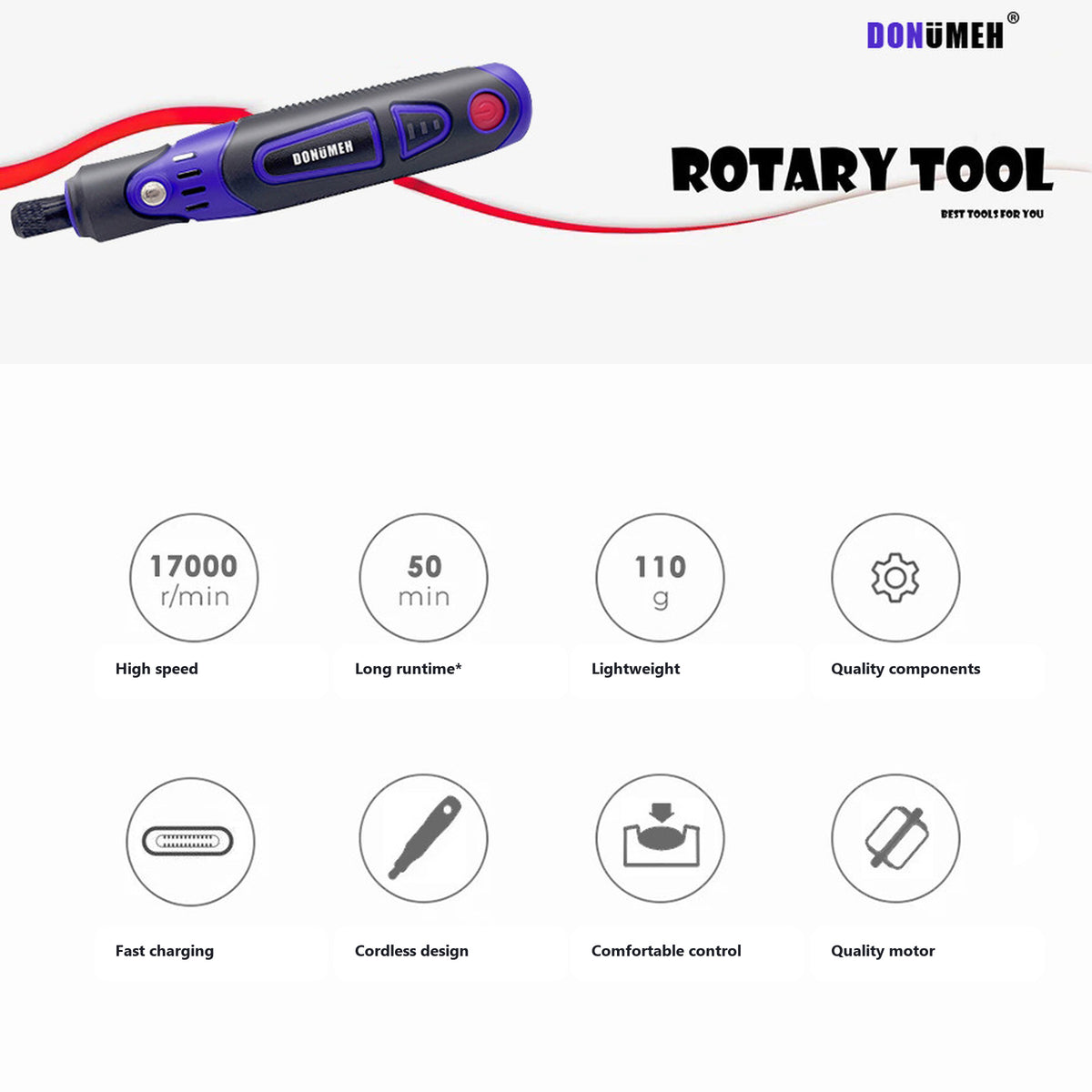3.6V Cordless Rotary Tool Kit for Wood Carving, Sanding & Polishing