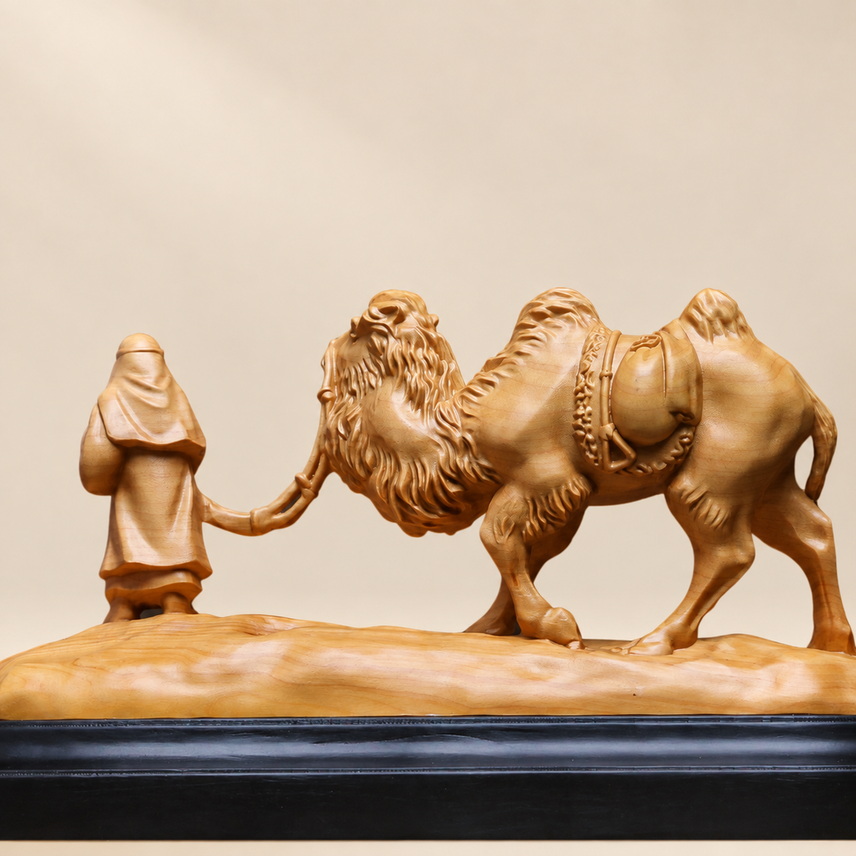 Hand-Carved Boxwood Silk Road Camel Sculpture – Chinese Heritage Art
