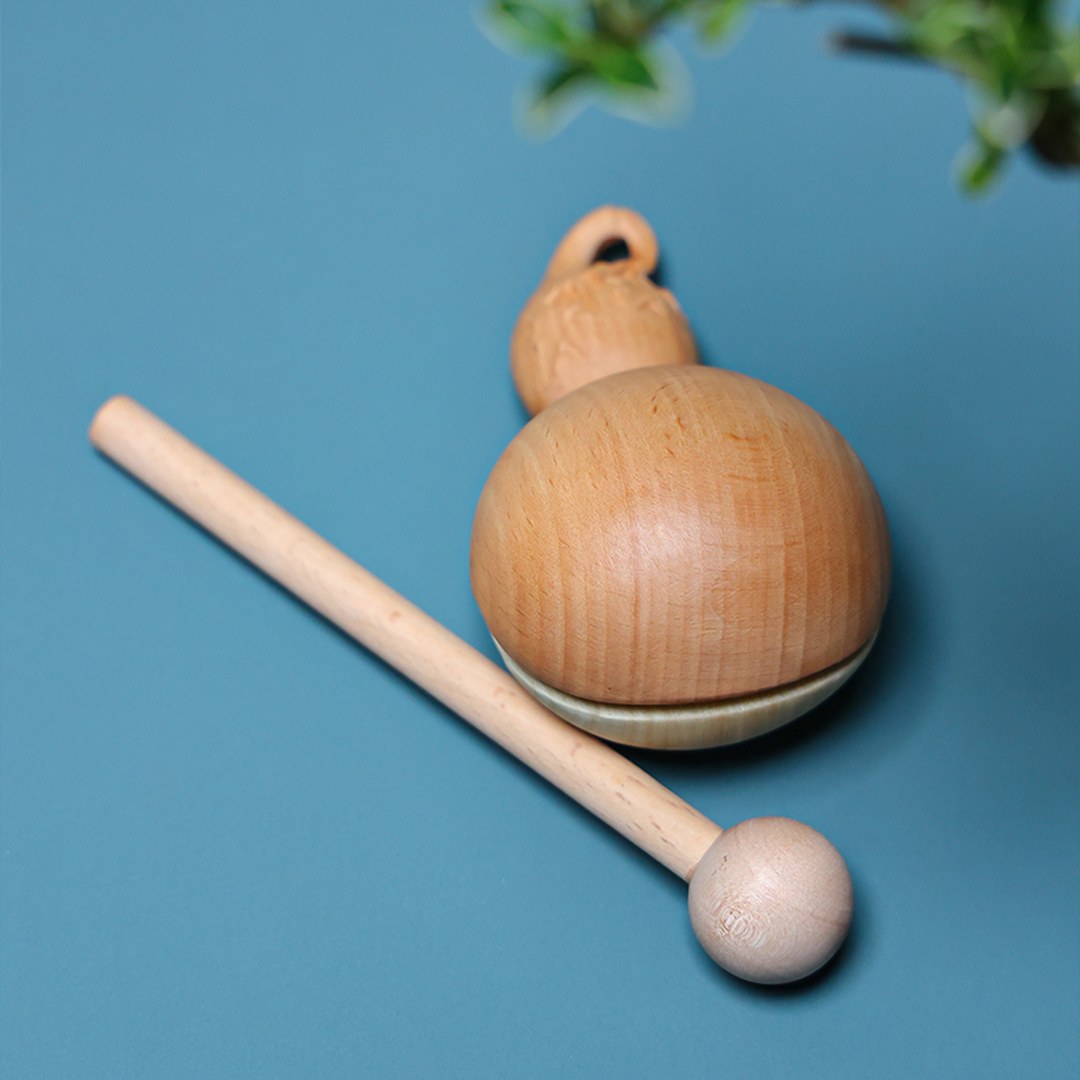 Hand Carved Wooden Calabash Fish Zen Bell - Chinese Wood Carving, Meditation Desk Decor, Mindfulness Gift