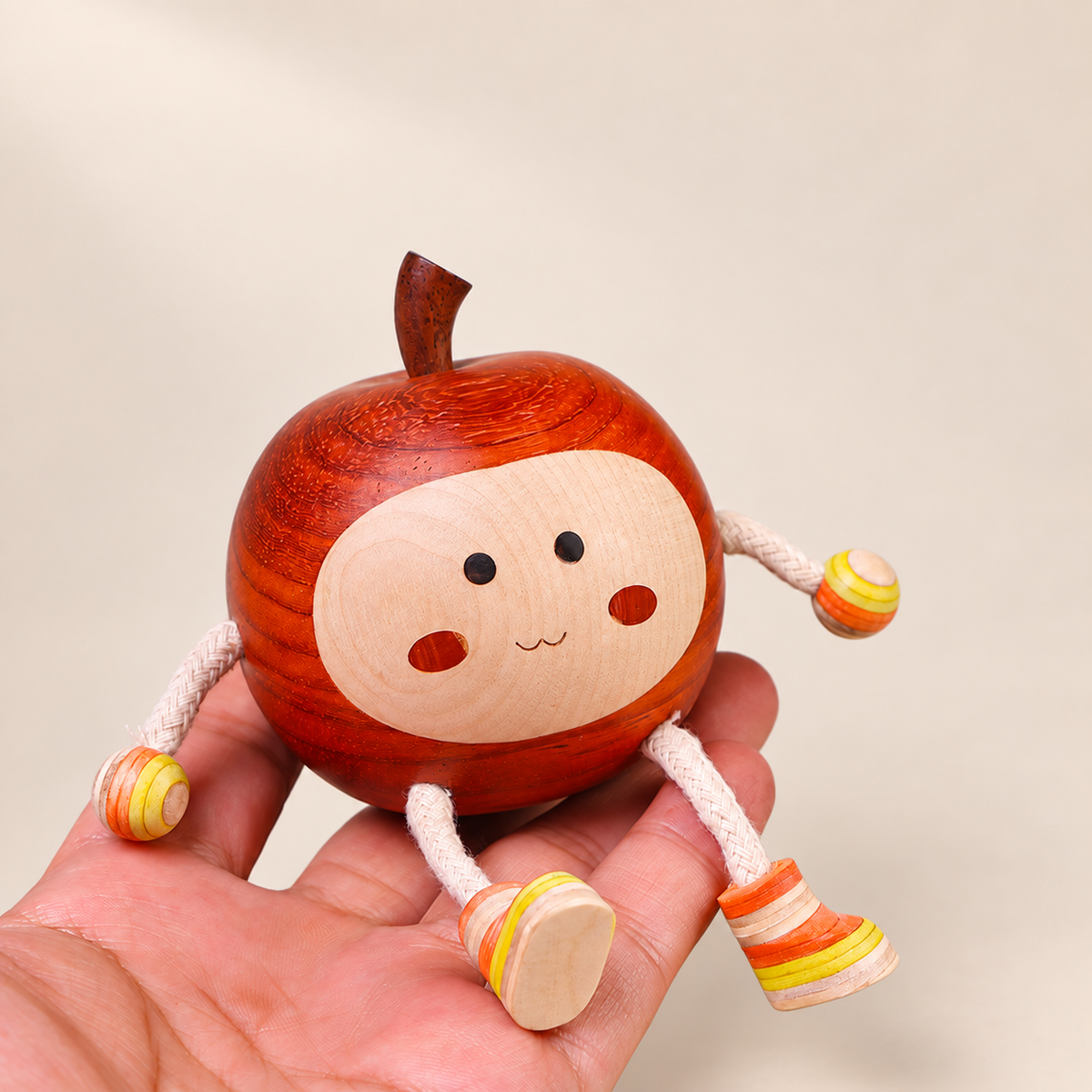 Hand-Carved Wooden Peace Apple – Chinese Good Luck Home Decor