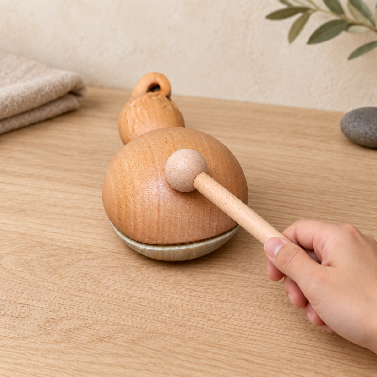 Hand-Carved Gourd Mokugyo Wooden Fish – Meditation Percussion Bell