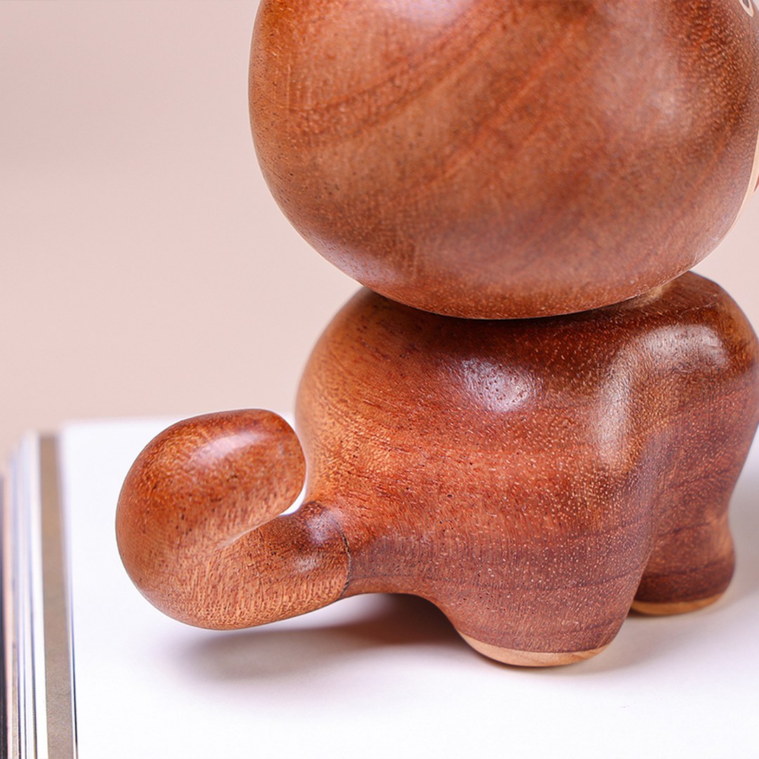 Hand Carved Wooden Bobblehead Dog - Wobbly Puppy Figurine, Chinese Wood Carving, Dog Lover Gift