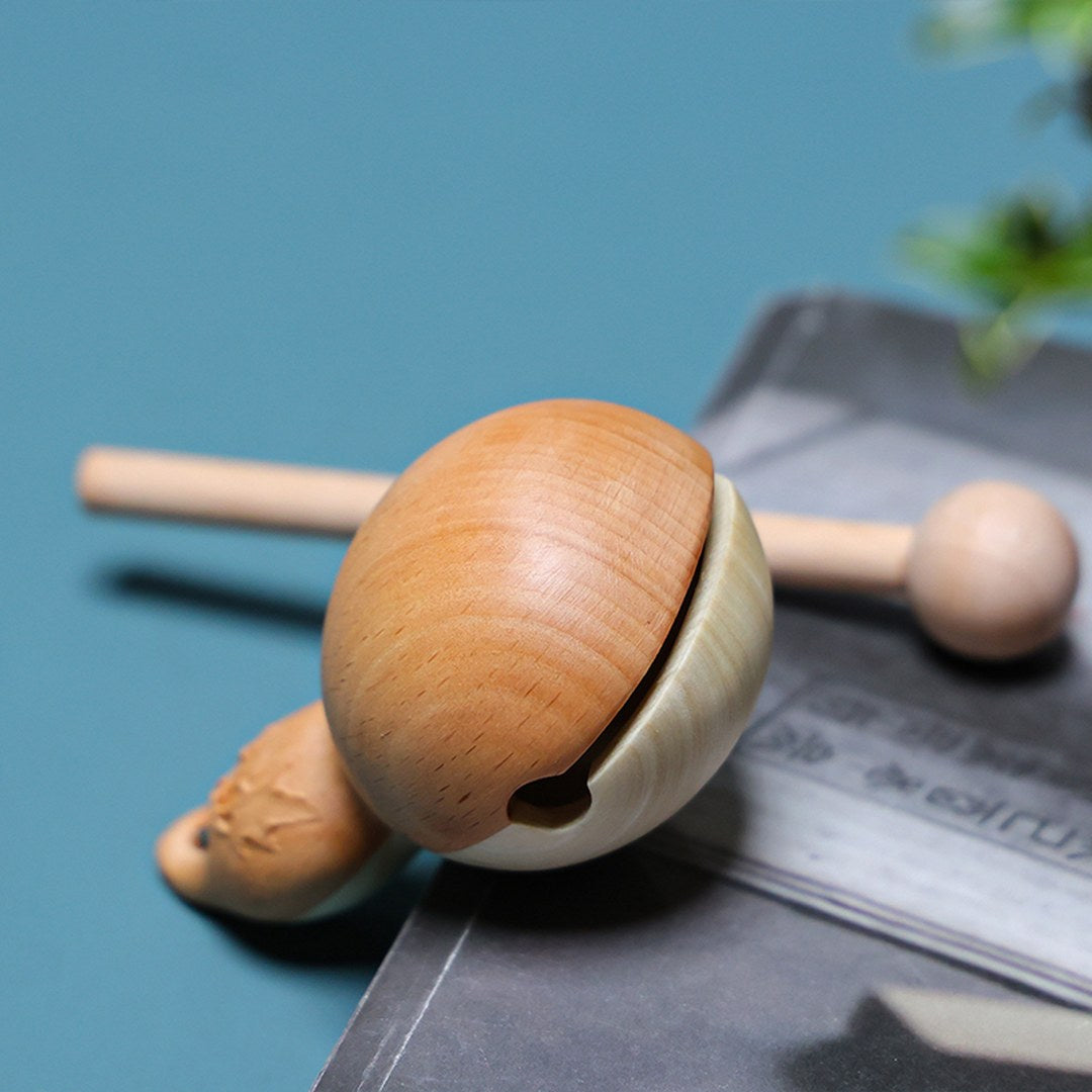 Hand Carved Wooden Calabash Fish Zen Bell - Chinese Wood Carving, Meditation Desk Decor, Mindfulness Gift