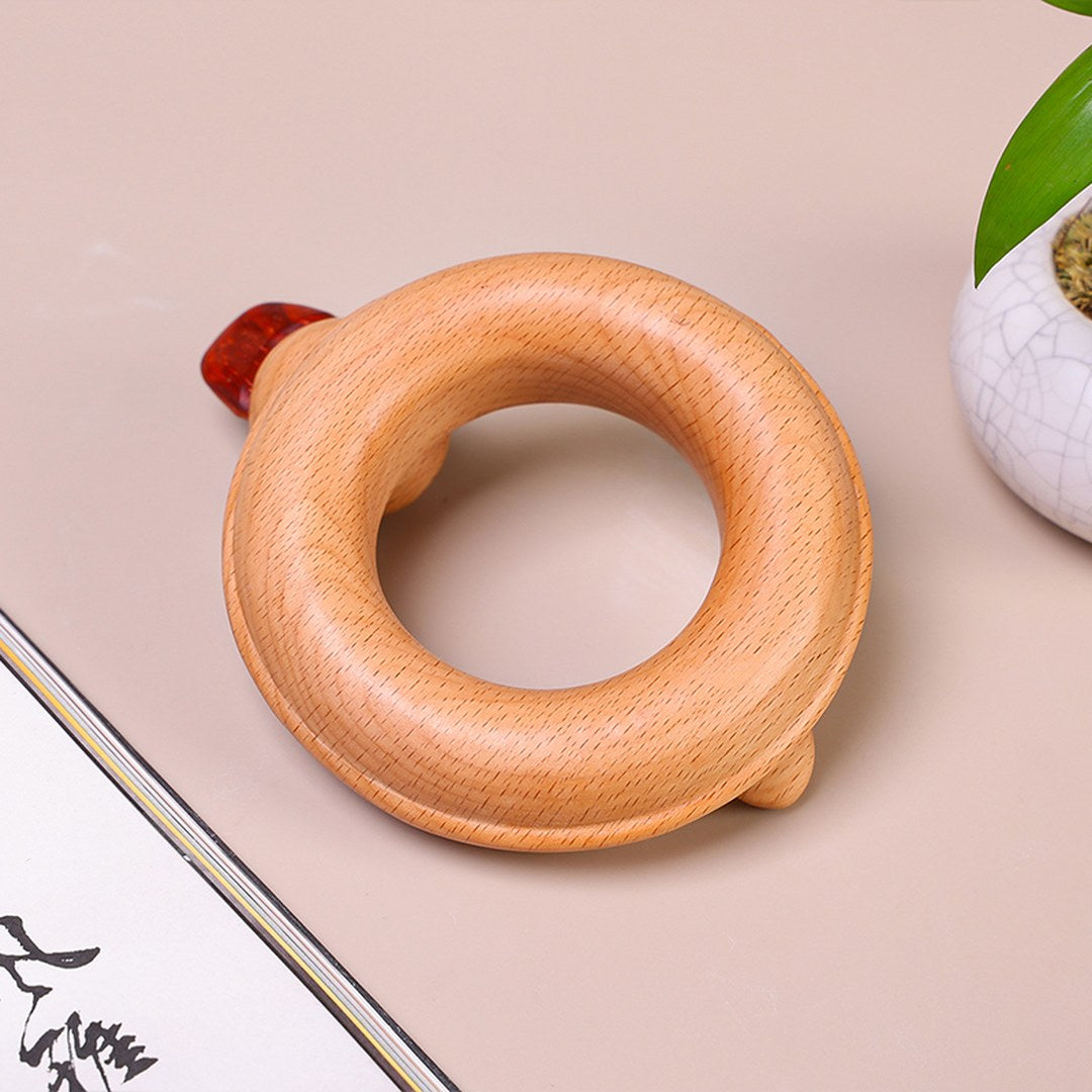 Hand Carved Wooden Duck with Swim Ring - Cute Animal Figurine, Chinese Wood Carving, Gift