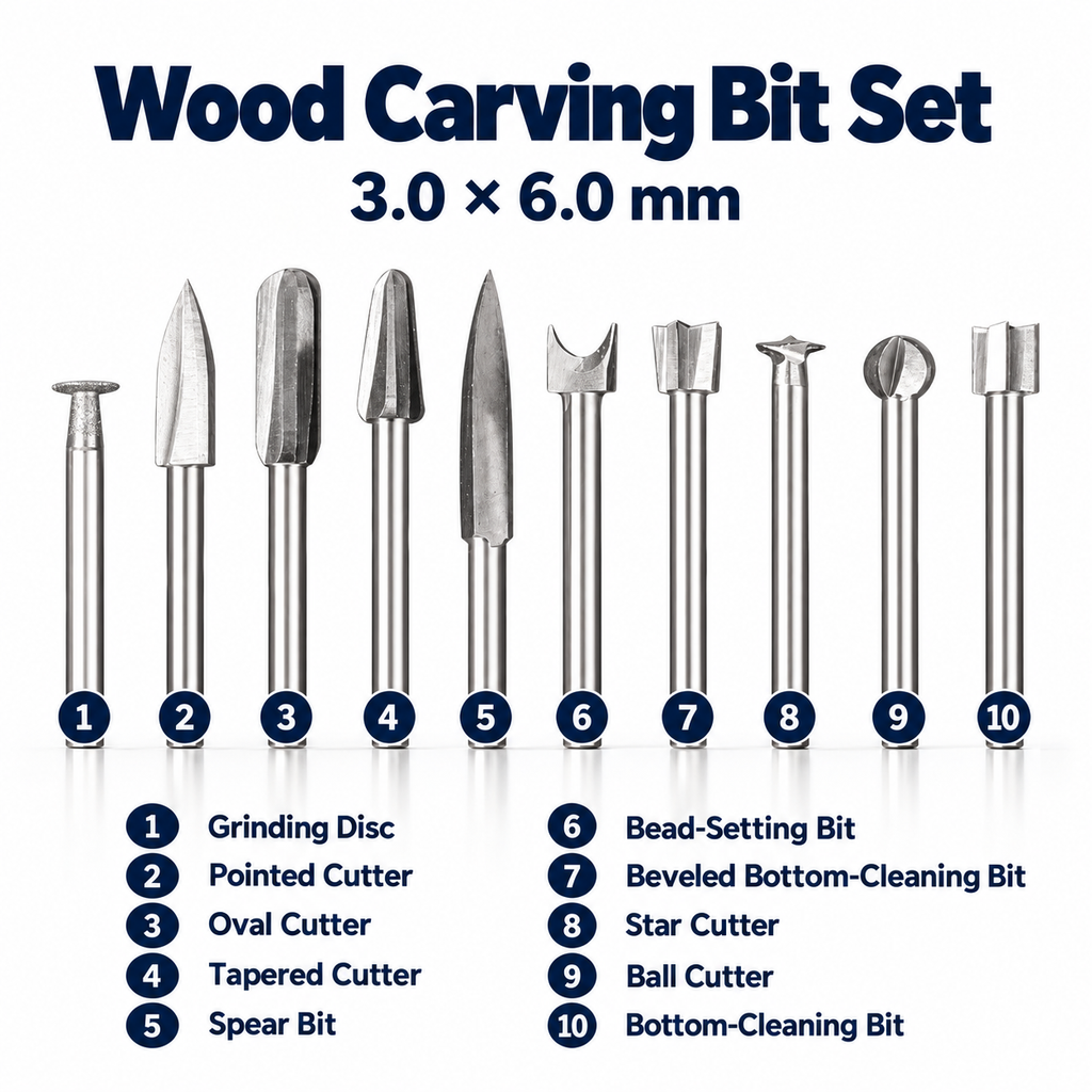 HSS Wood Carving Rotary Bits for Engraving, Shaping & Finishing