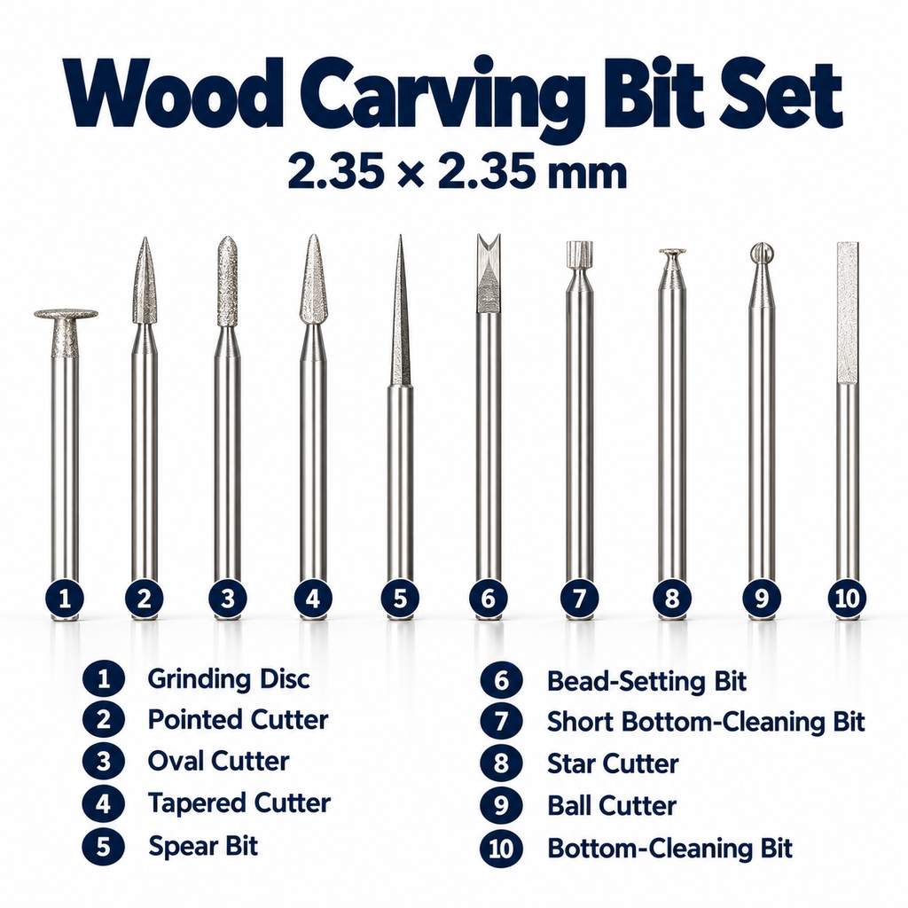 HSS Wood Carving Rotary Bits for Engraving, Shaping & Finishing